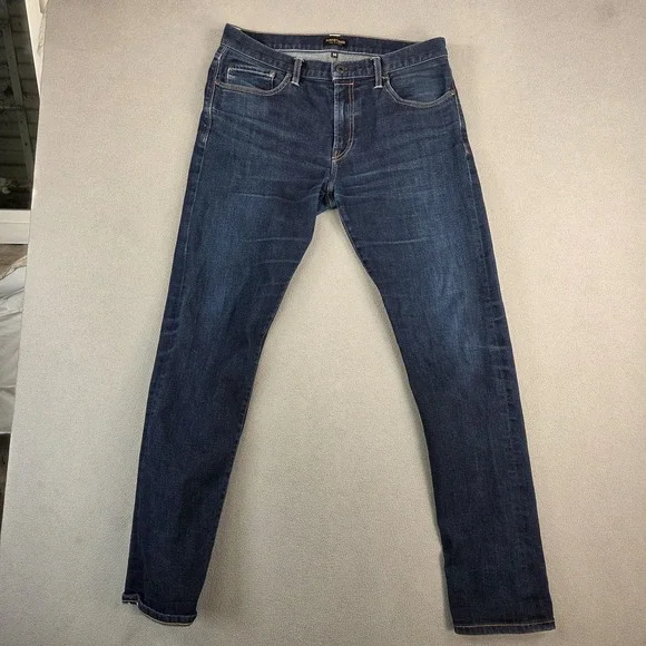 Flint And Tinder Jeans Mens 34 Indigo Selvedge Denim Made In USA Slim Straight